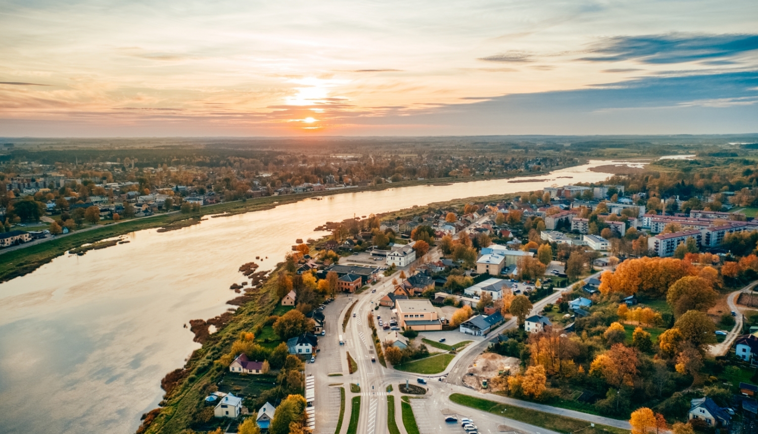 Jēkabpils ielas un Daugava no augšas